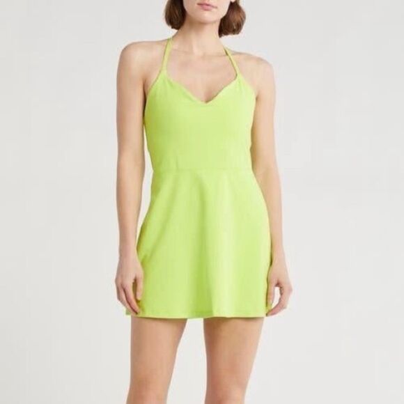 Spiritual Gangster Jet Active Mini Dress in Lime Green Size Large NEW NWT - Picture 3 of 11